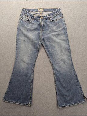 BKE Star Bootcut Jeans Womens 31 Blue Medium Wash Low Rise Distressed Denim